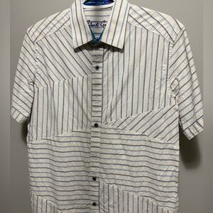 Robert Graham Cream and Blue Striped Button Down Shirt